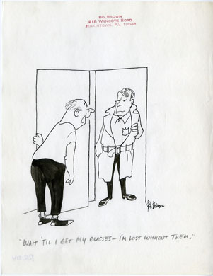 BO BROWN - ONE-PANEL GAG CARTOON ORIG ART - DETECTIVE