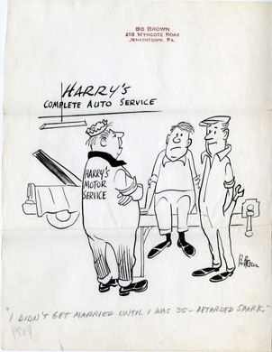 BO BROWN - PANEL CARTOON ORIG ART - RETARDED SPARK