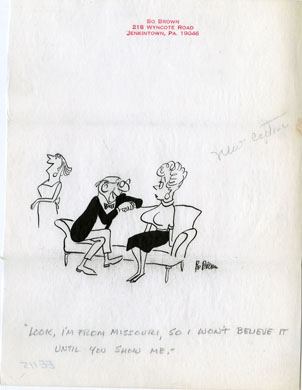 BO BROWN - PANEL CARTOON ORIG ART - SHOW-ME SWEATER