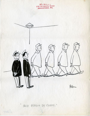 BO BROWN - PANEL CARTOON ORIG ART - PRISON YARD