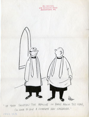 BO BROWN - PANEL CARTOON ORIG ART - TWO PRIESTS