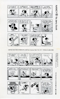 PROOF SHEETS for NANCY COMIC STRIP 1988 - 1 Week