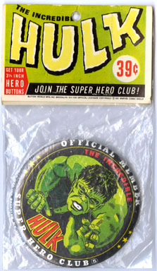 INCREDIBLE HULK BUTTON MarvelMania MMMS SUPER HERO CLUB