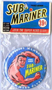 SUB-MARINER BUTTON MarvelMania MMMS SUPERHERO CLUB 1966